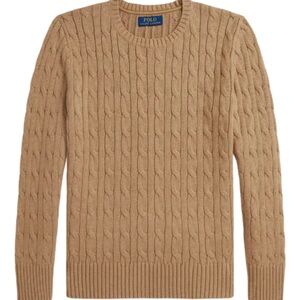 Polo by Ralph Lauren Camel Cable Knit Crewneck Sweater - Tan